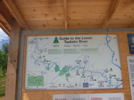 Informational kiosk with map of the lower Tualatin River, amenities, launches, river mileage and road map